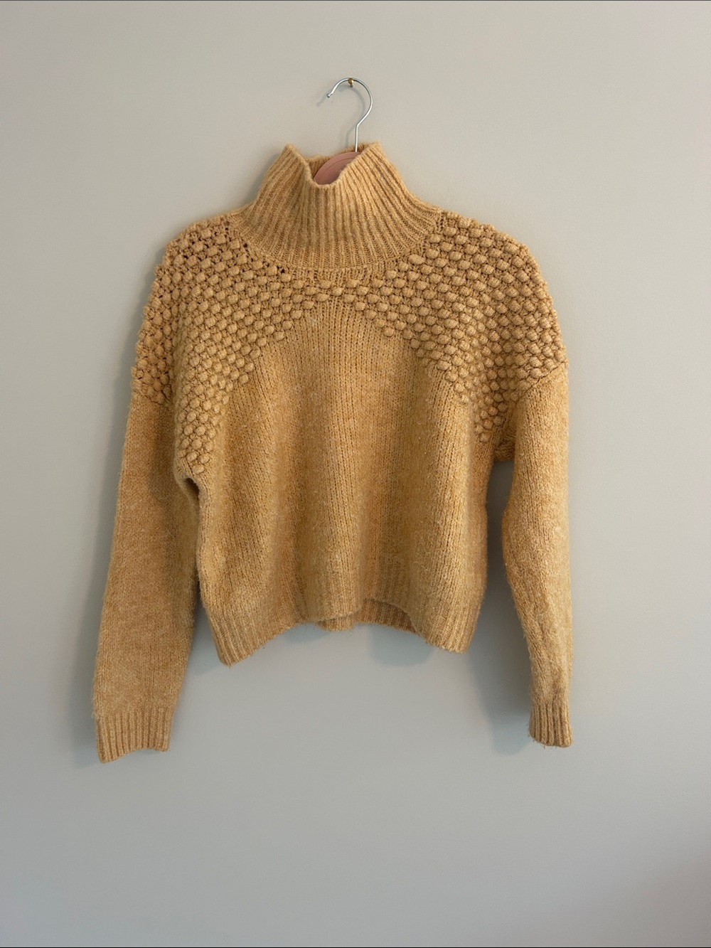Free People Mustard Fall Cozy Knit Mock Neck Sweater Size M